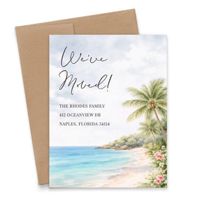 Tropical Beach New Home Announcement Cards