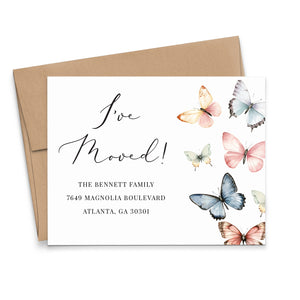 Pastel Watercolor Butterfly Change of Address Cards