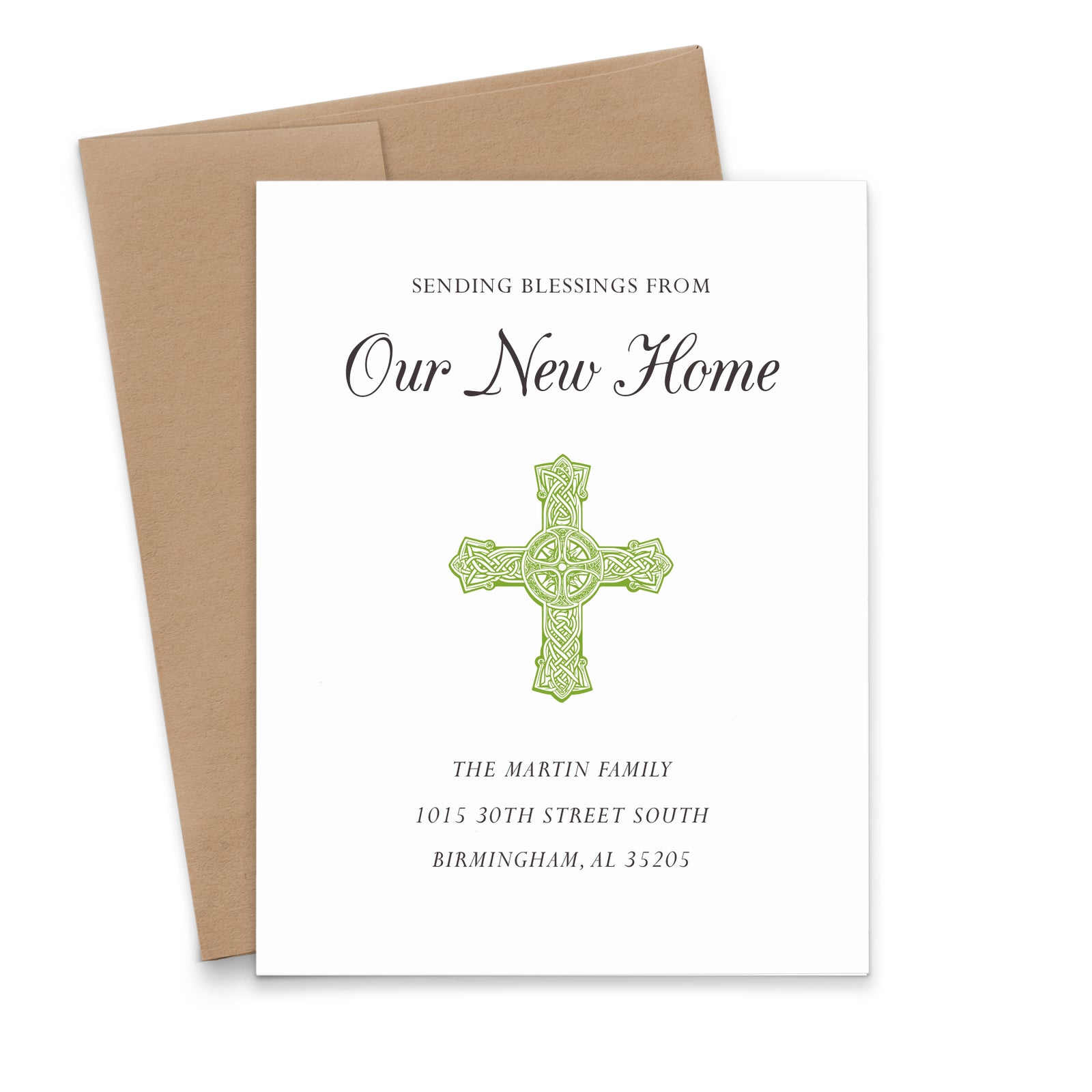 Green Celtic Cross Change of Address Cards