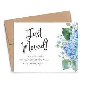 Blue Hydrangea New Home Announcement Cards