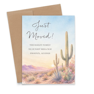 Desert Cactus Just Moved Announcement Cards