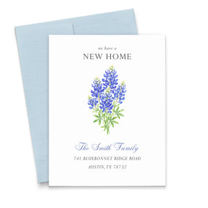 Texas Bluebonnet New Home Announcement Cards