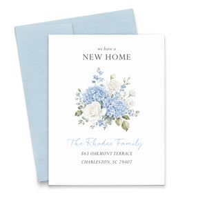 Blue Hydrangea New Home Announcement Cards