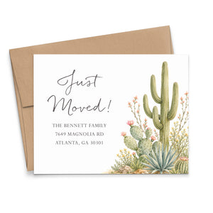 Watercolor Cactus Moving Announcement Cards