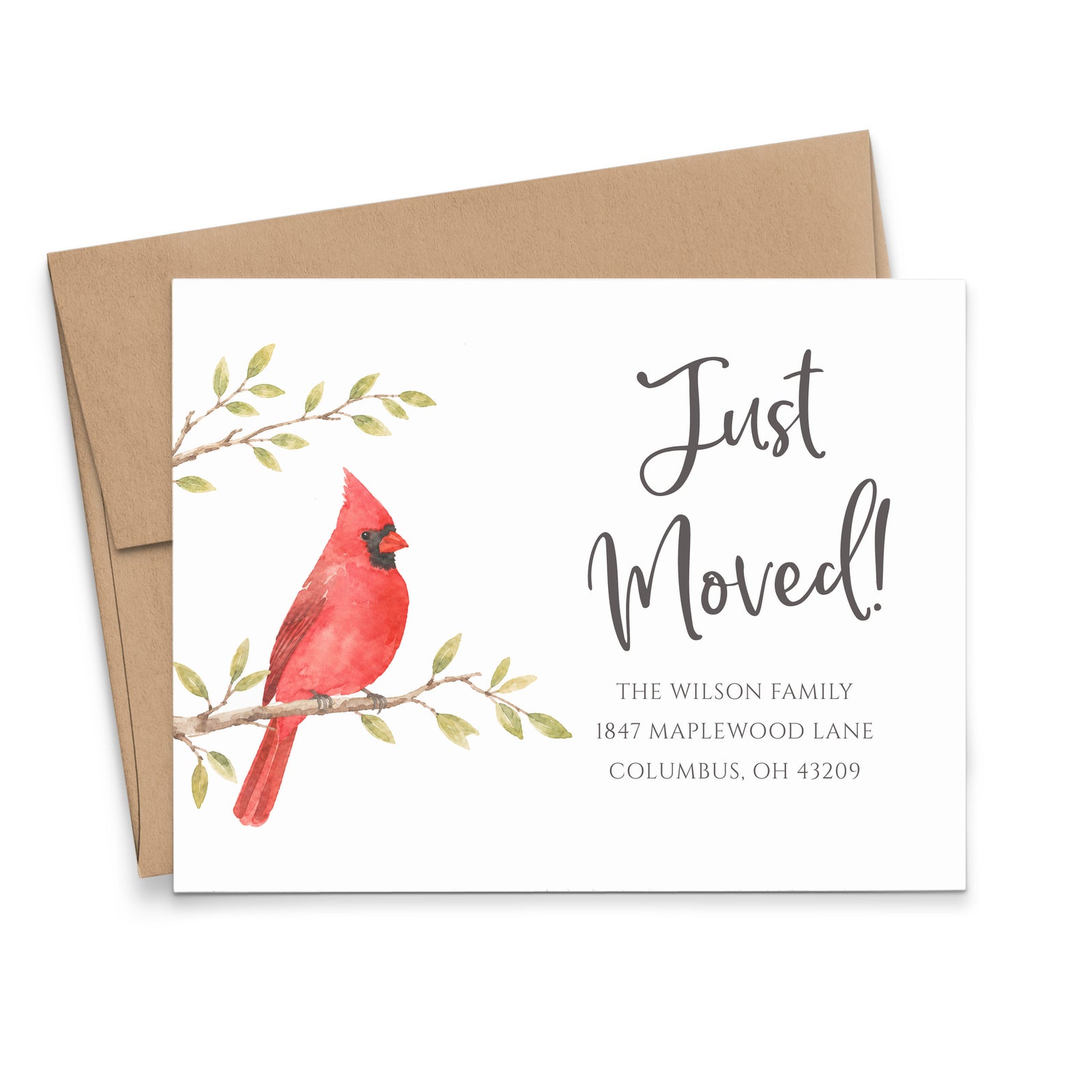 Red Cardinal Just Moved Announcement Cards