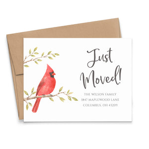 Red Cardinal Just Moved Announcement Cards