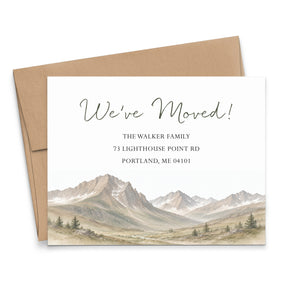 Watercolor Mountains We've Moved Announcements