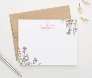 Personalized Purple Classic Monogrammed Stationery 