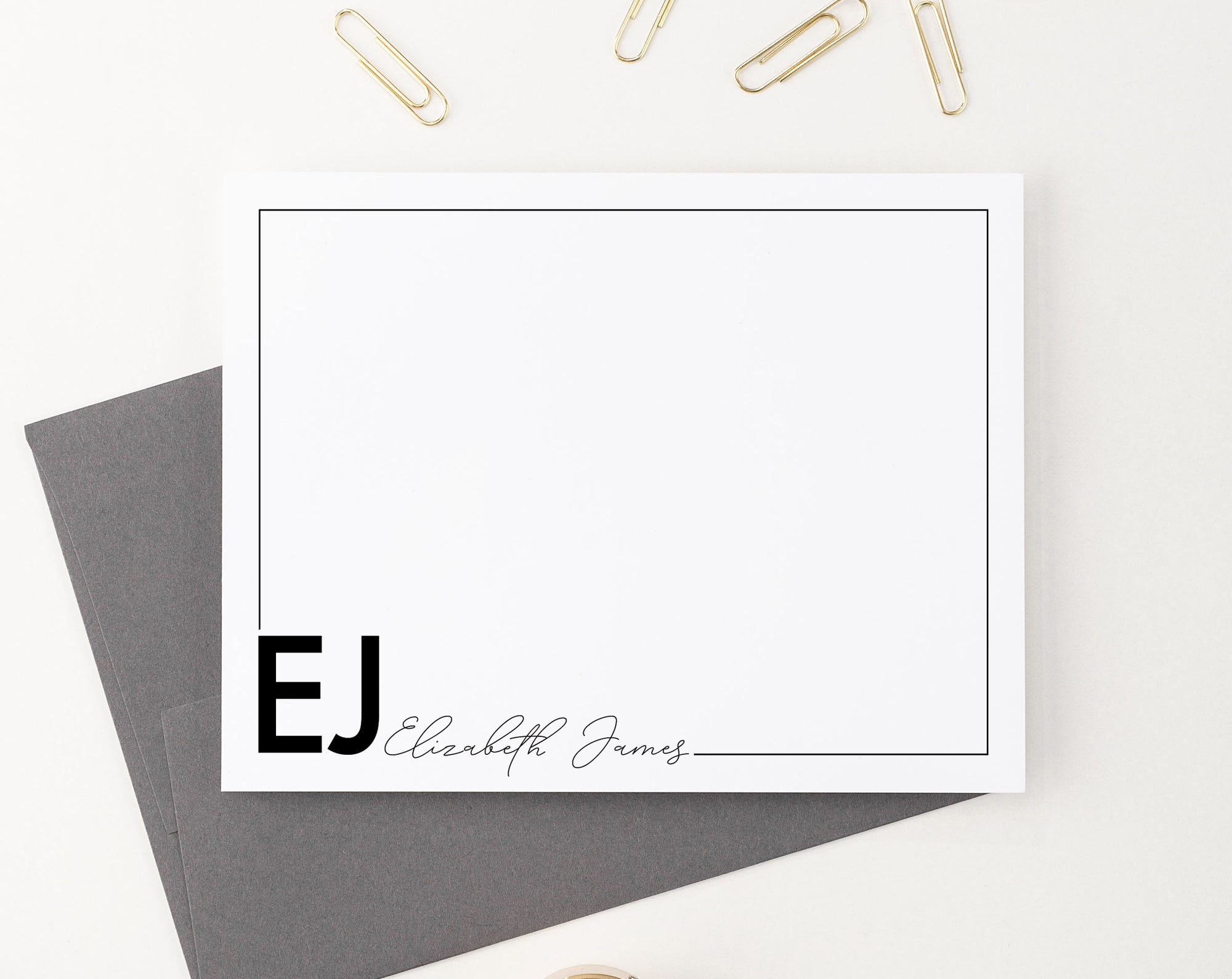 Personalized Classy Monogrammed Stationery With Border
