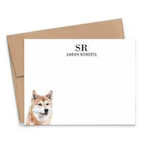 Shiba Inu Monogrammed Note Cards Or Choose Your Dog Breed