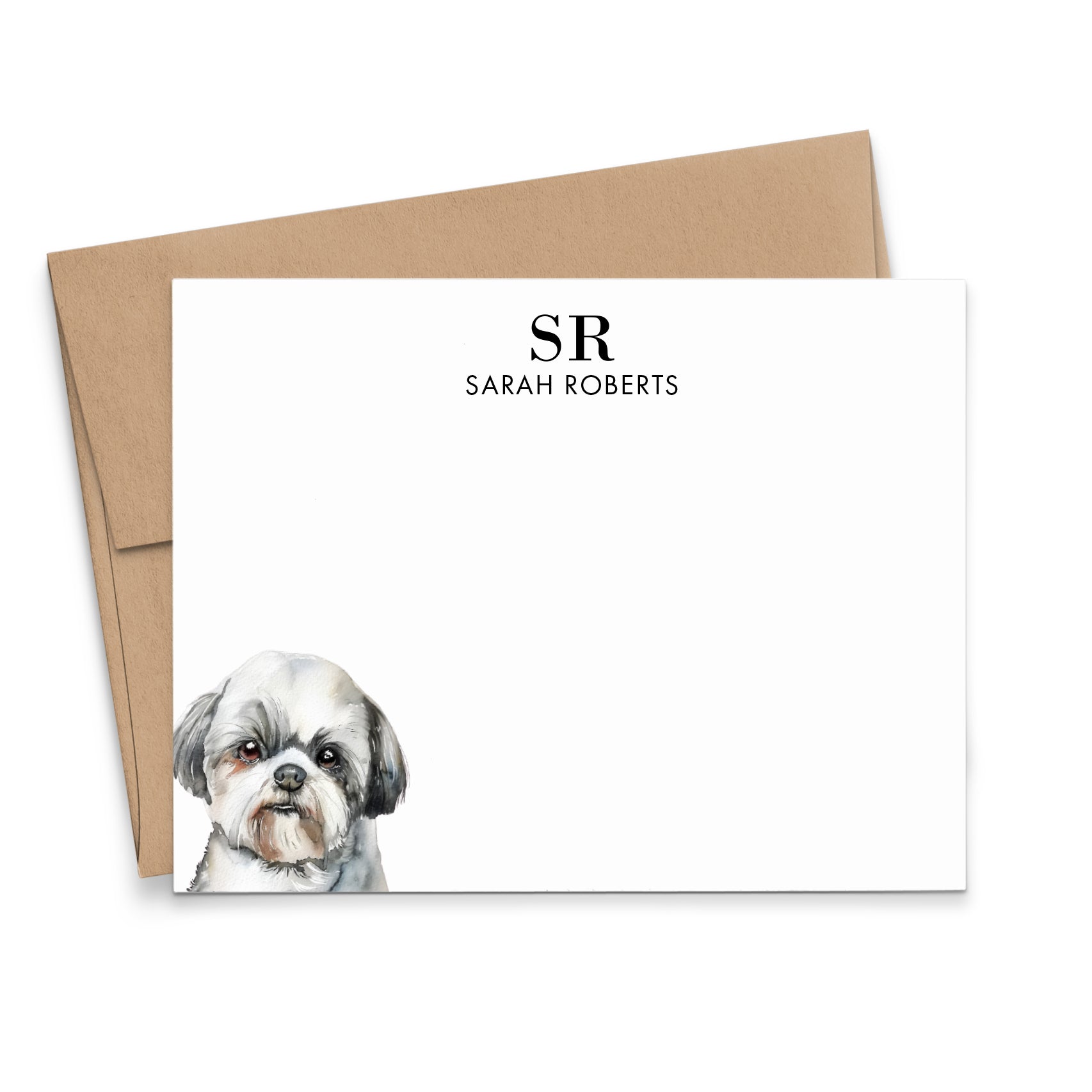 Custom Shih Tzu Monogram Notecards Or Choose Your Dog Breed