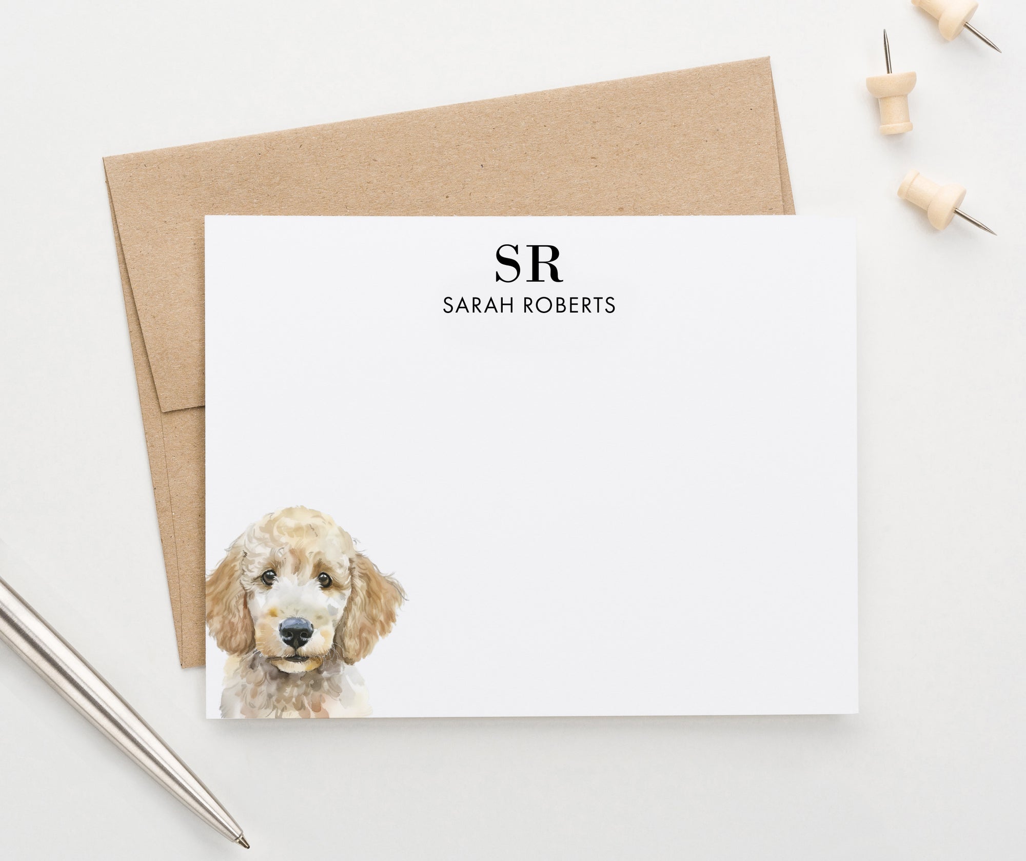Poodle Personalized Monogram Notecards Or Choose Your Dog Breed