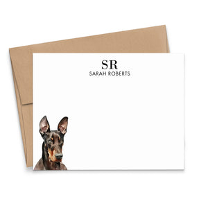 Custom Doberman Monogram Note Cards Or Choose Your Dog Breed