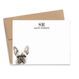 French Bulldog Monogrammed Notecard Or Choose Your Dog Breed