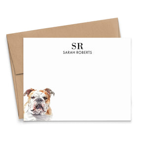 English Bulldog Monogram Note Cards Or Choose Your Dog Breed