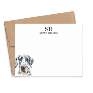 Great Dane Monogrammed Note Cards Or Choose Your Dog Breed