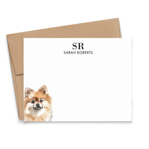 Pomeranian Monogrammed Note Cards Or Choose Your Dog Breed