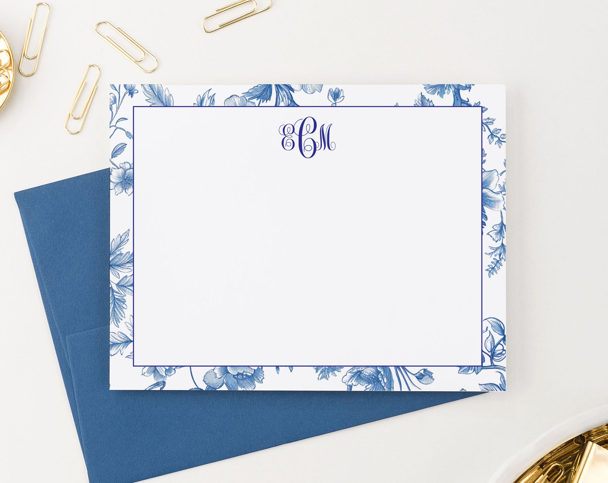 Chinoiserie Monogrammed Stationery Note Cards Personalized