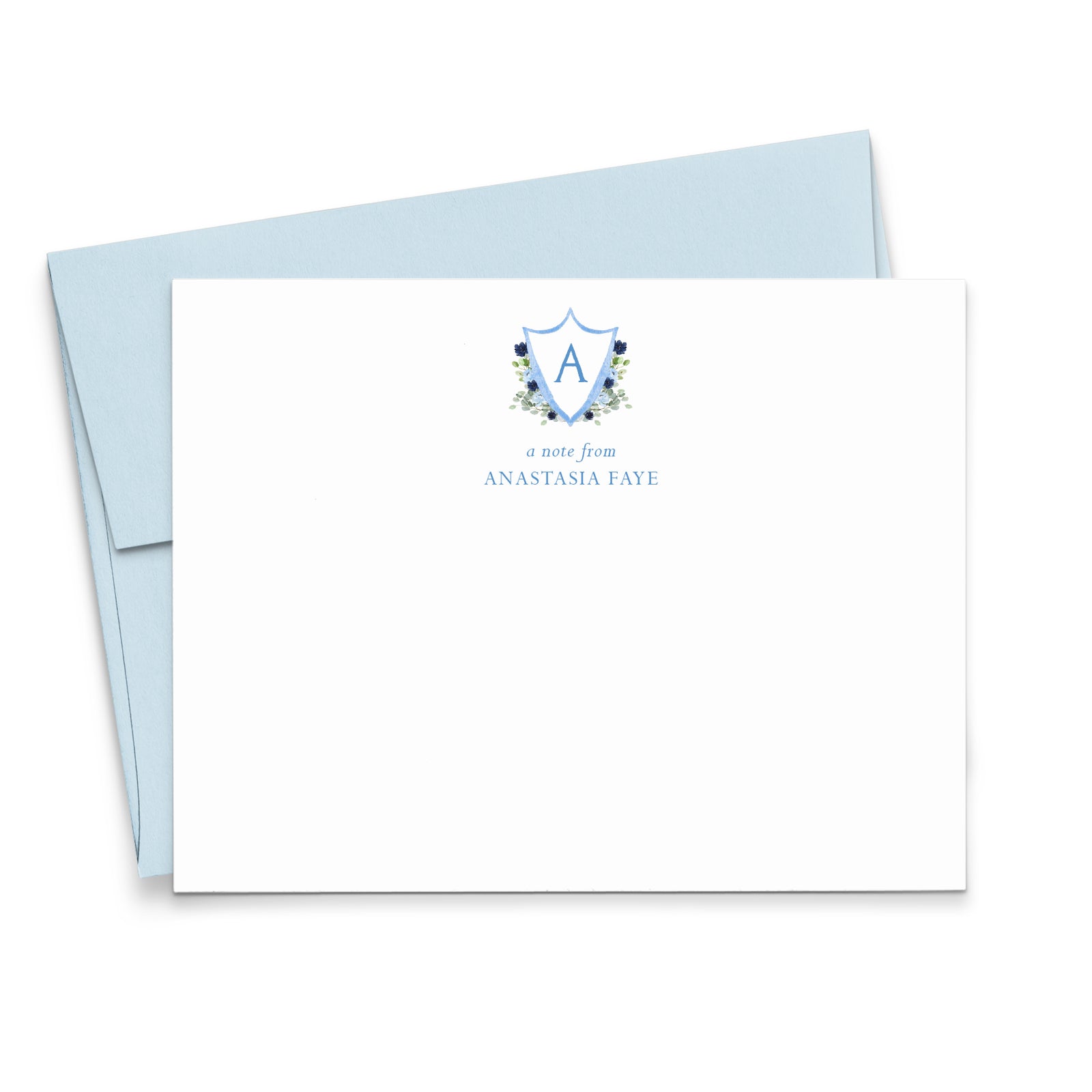 Floral Crest Custom Monogram Stationery Set