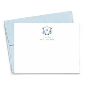Floral Crest Custom Monogram Stationery Set