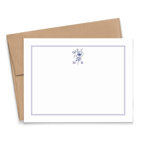 Floral Monogram Border Stationery Cards