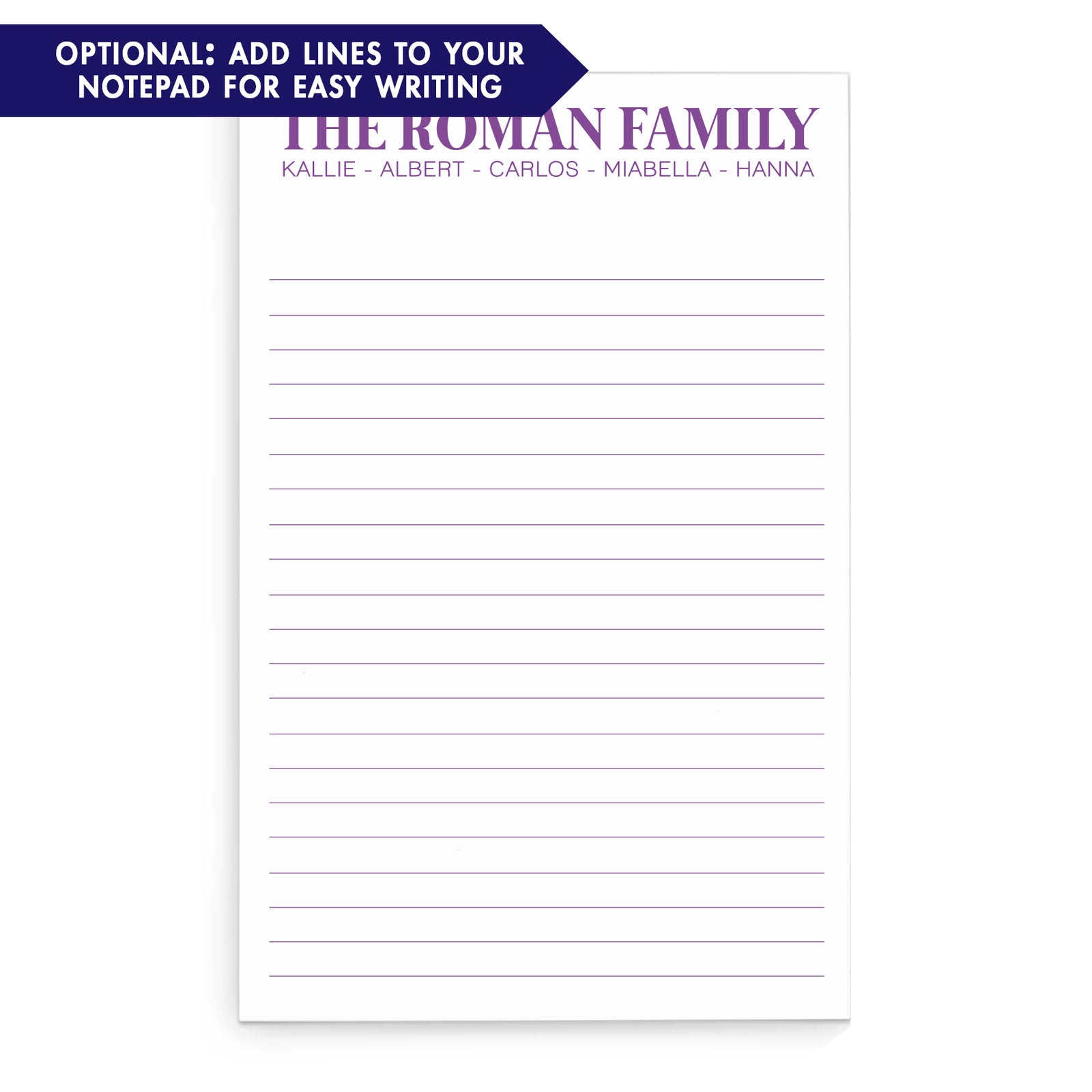 Simple Block Font Family Personalized Notepads