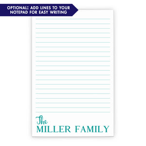 Last Name Family Personalized Note Pad