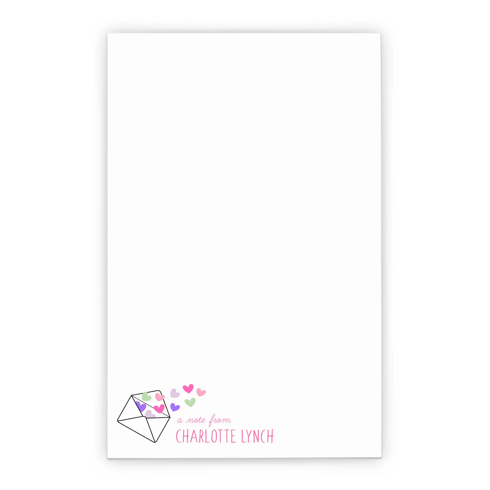 Envelope and Hearts Personalized Notepad for Girls
