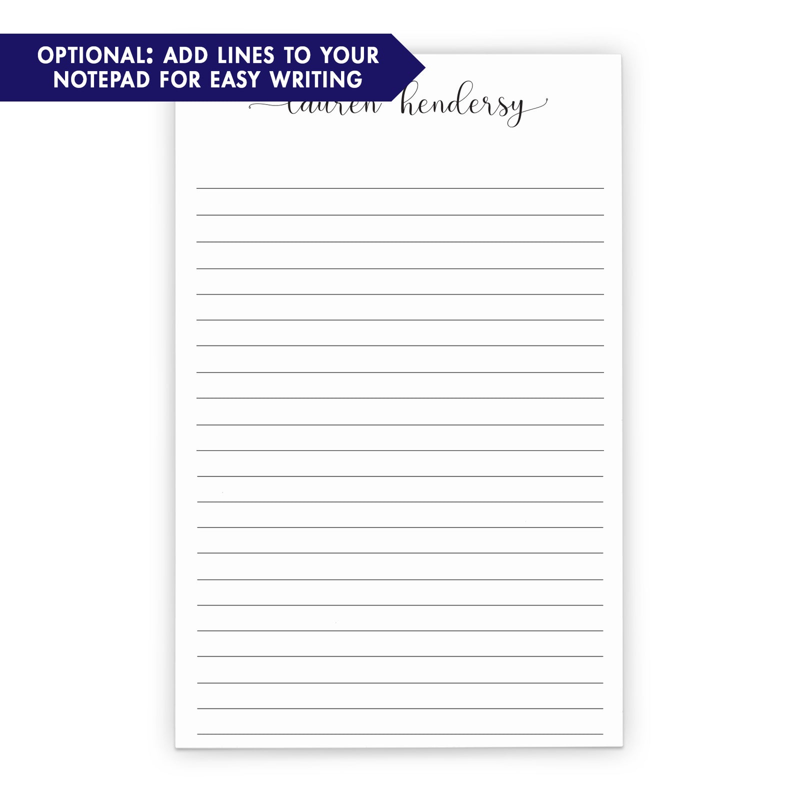 Womens Script Font Notepad Personalized Set