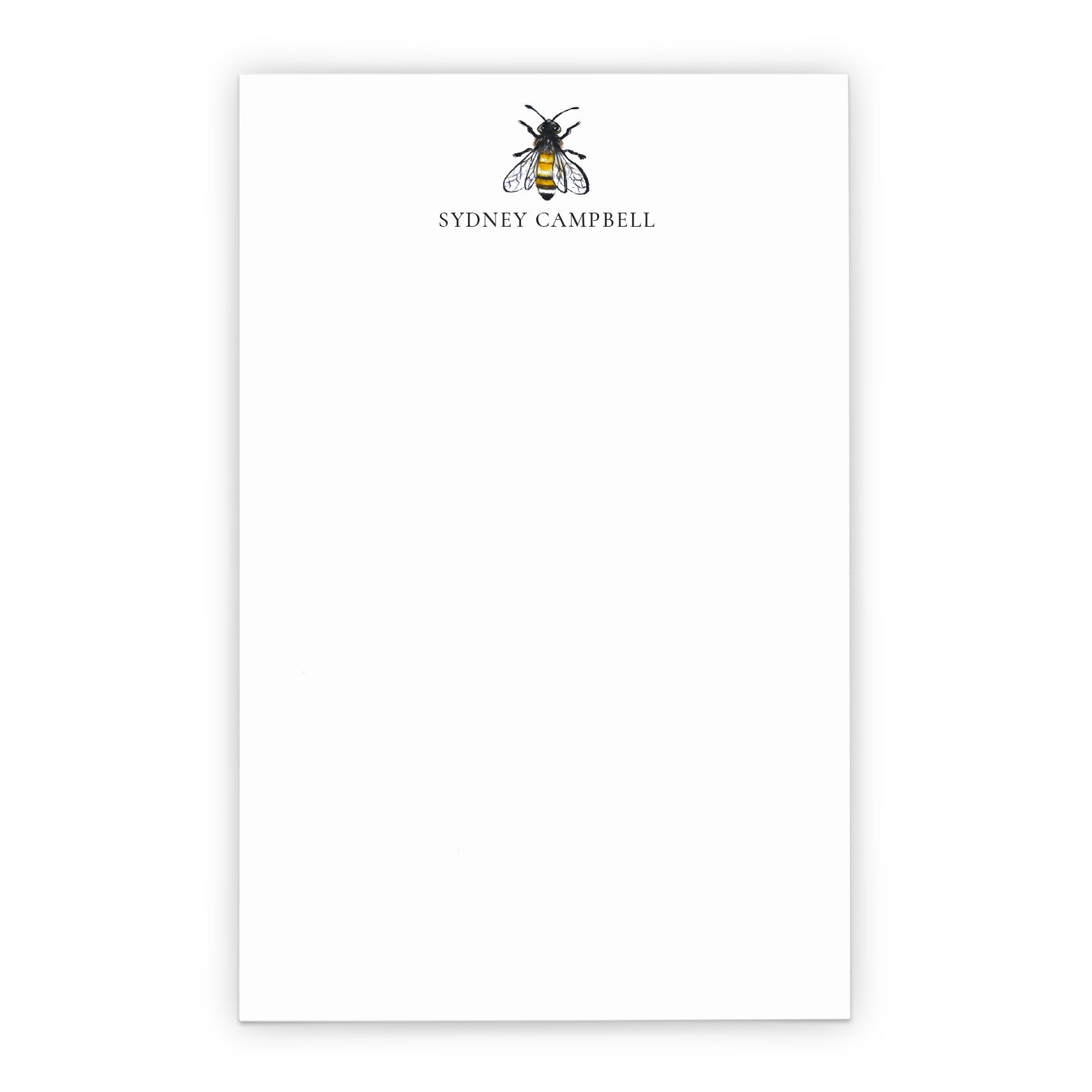 Bumble Bee Notepad Personalized With Script Font