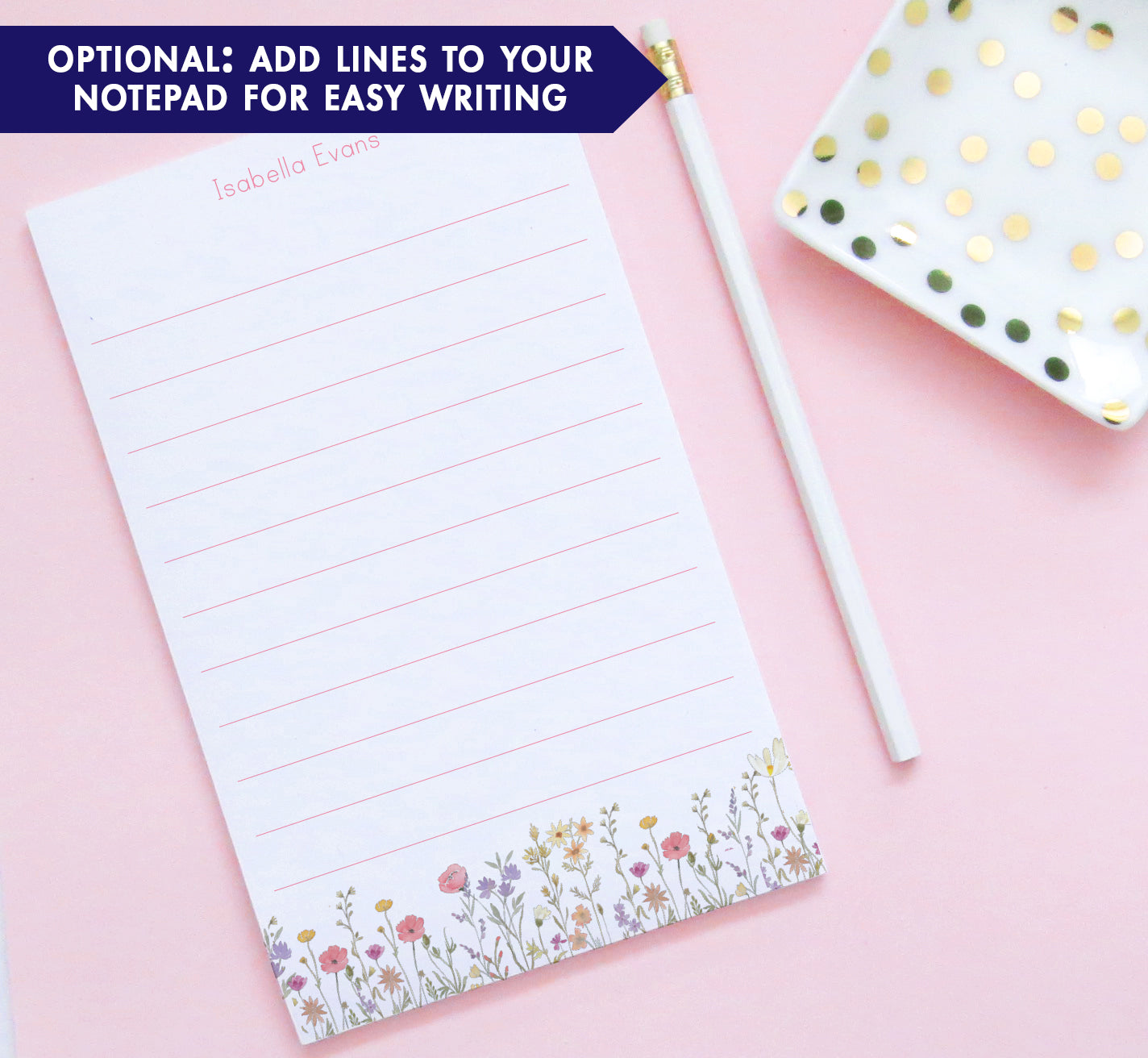Personalized Wildflower Notepad Stationery