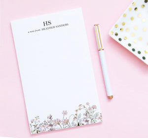 A Note From Personalized Notepad With Pink Wildflowers