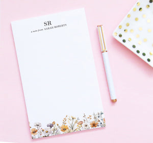 Wildflower Fall Stationery Paper With Initials