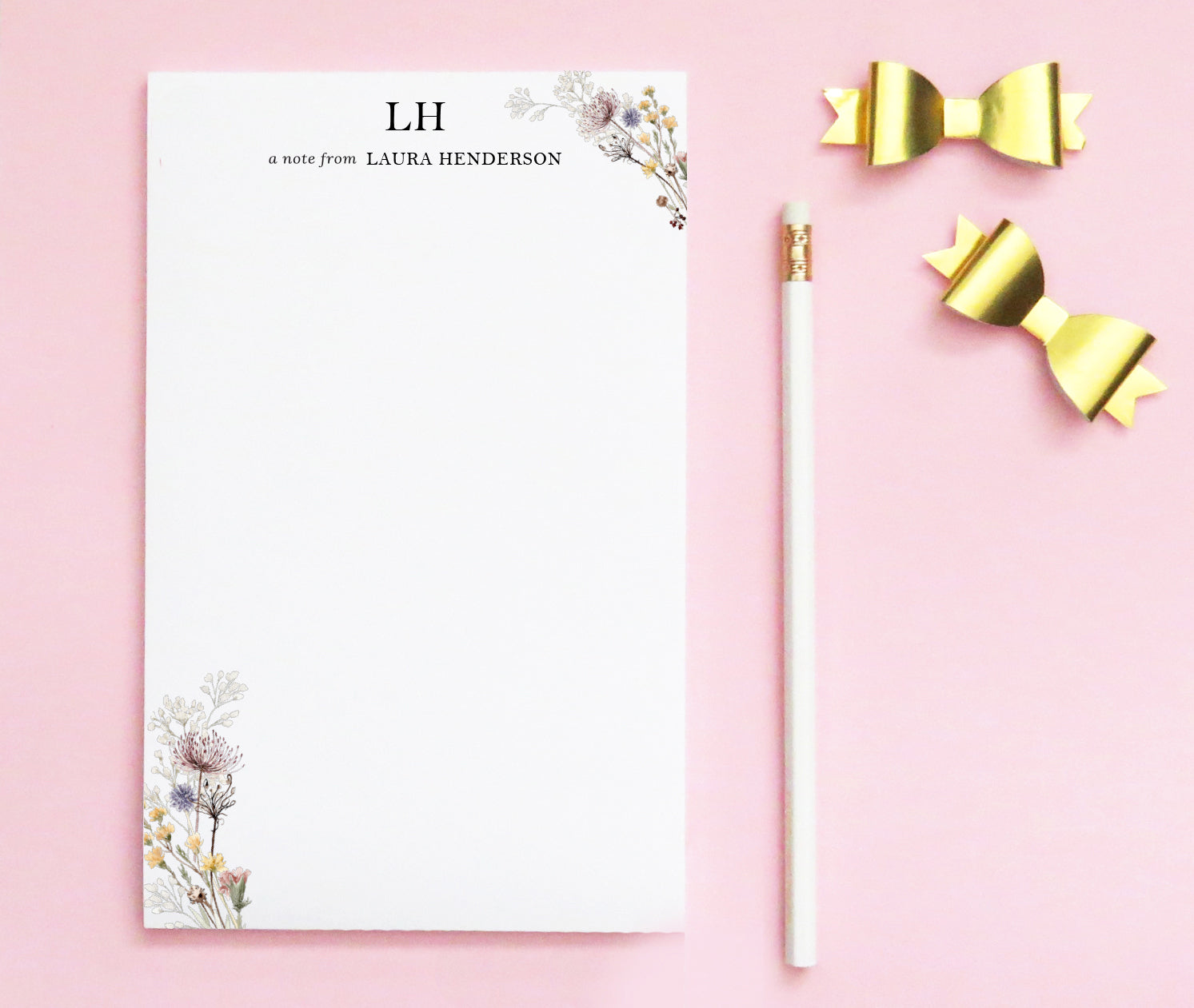 Classic Wildflower Personalized Paper Notepads