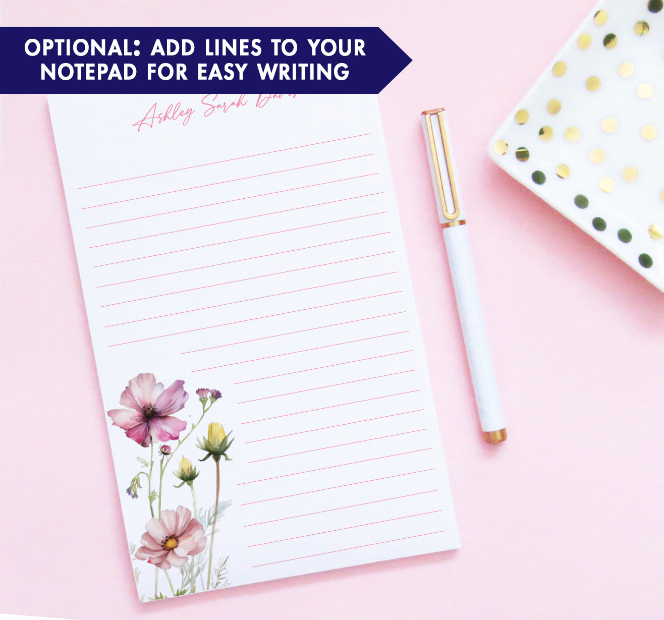 Custom Stationery Notepads With Modern Florals