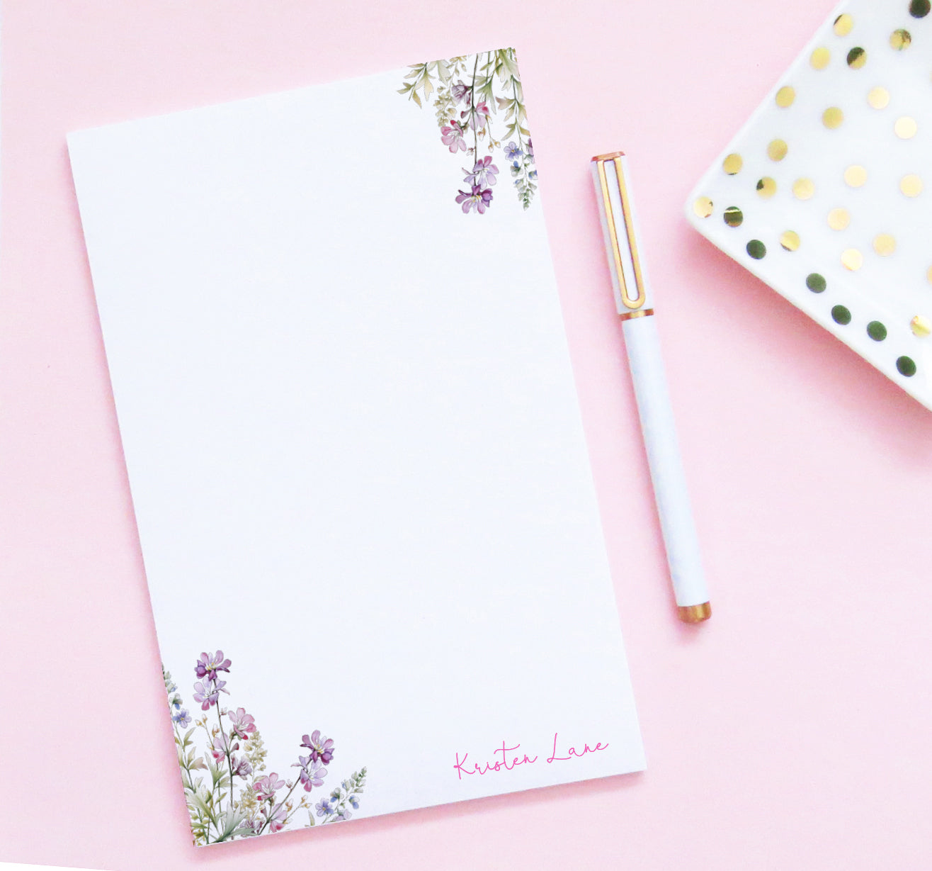 Custom Stationery Pads Classic Purple Florals