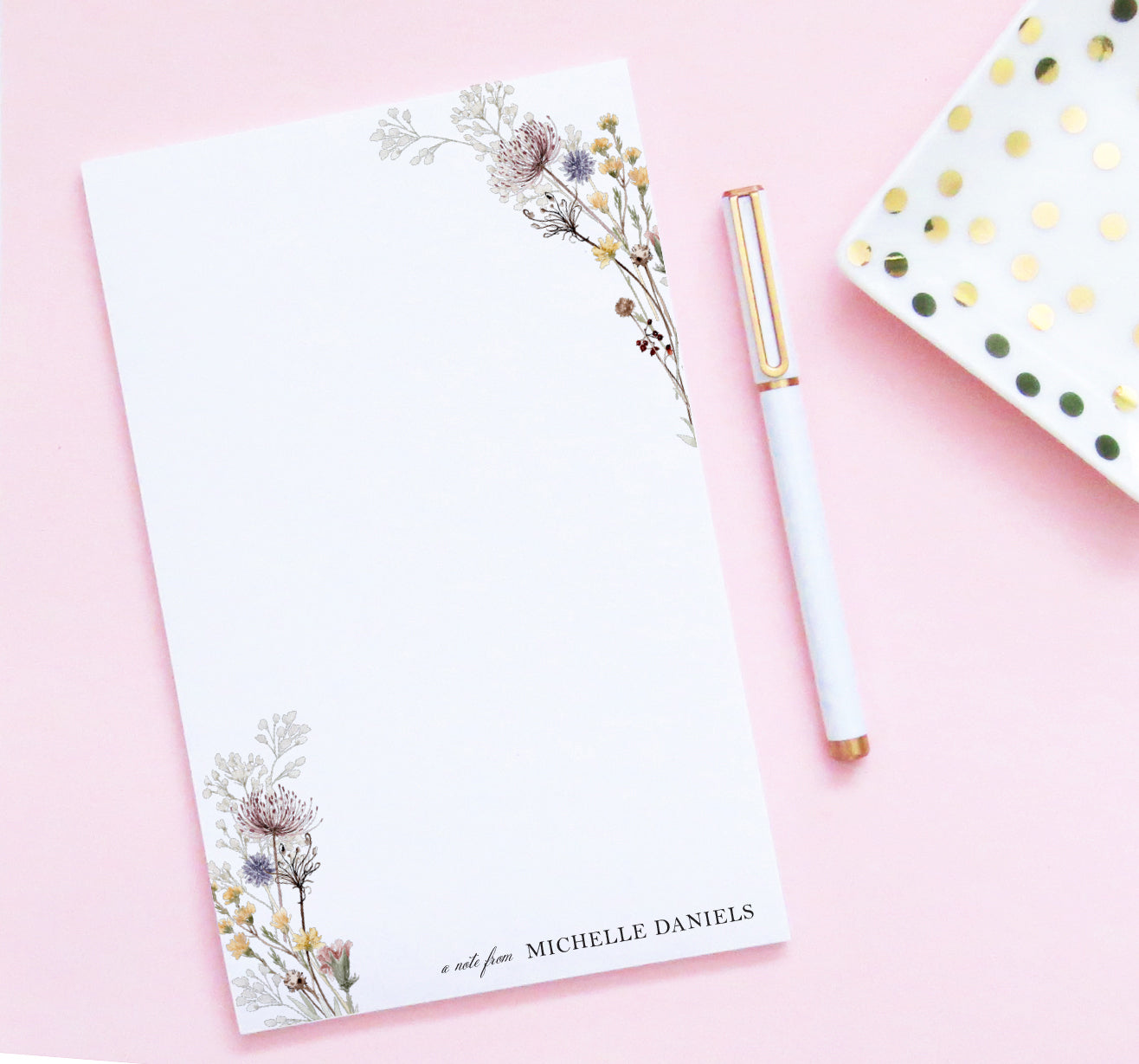 Rustic Stationery Paper Personalized Wildflowers