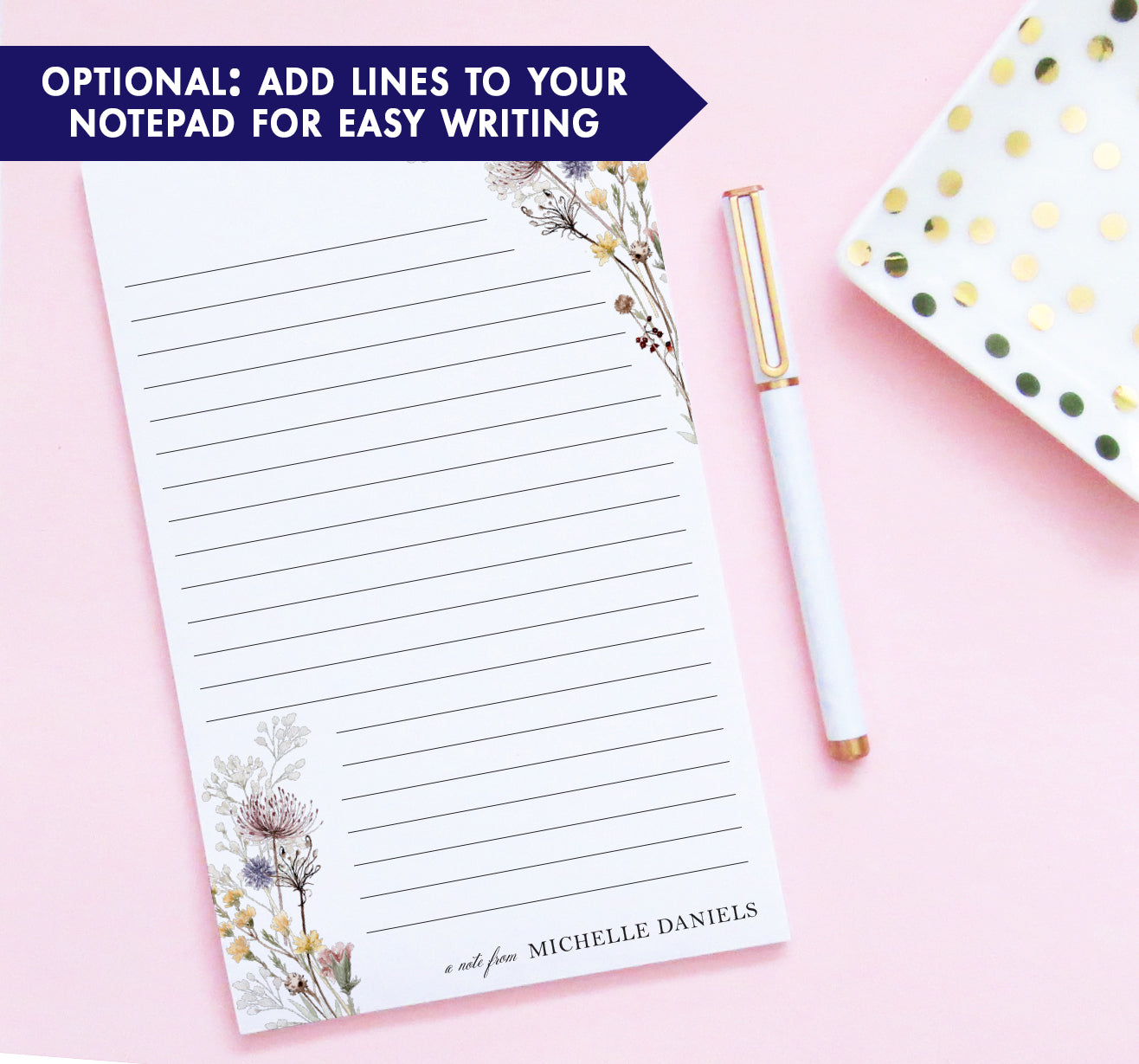 Rustic Stationery Paper Personalized Wildflowers