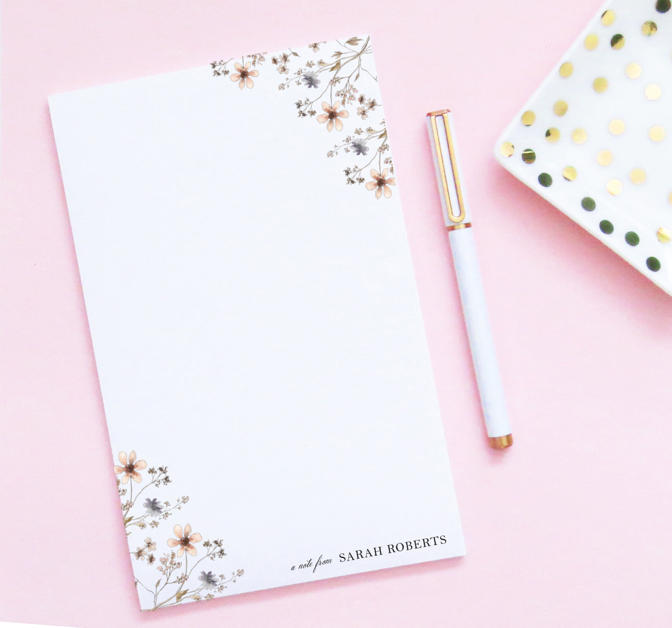 Modern Personalized Stationery Writing Paper Wildflowers