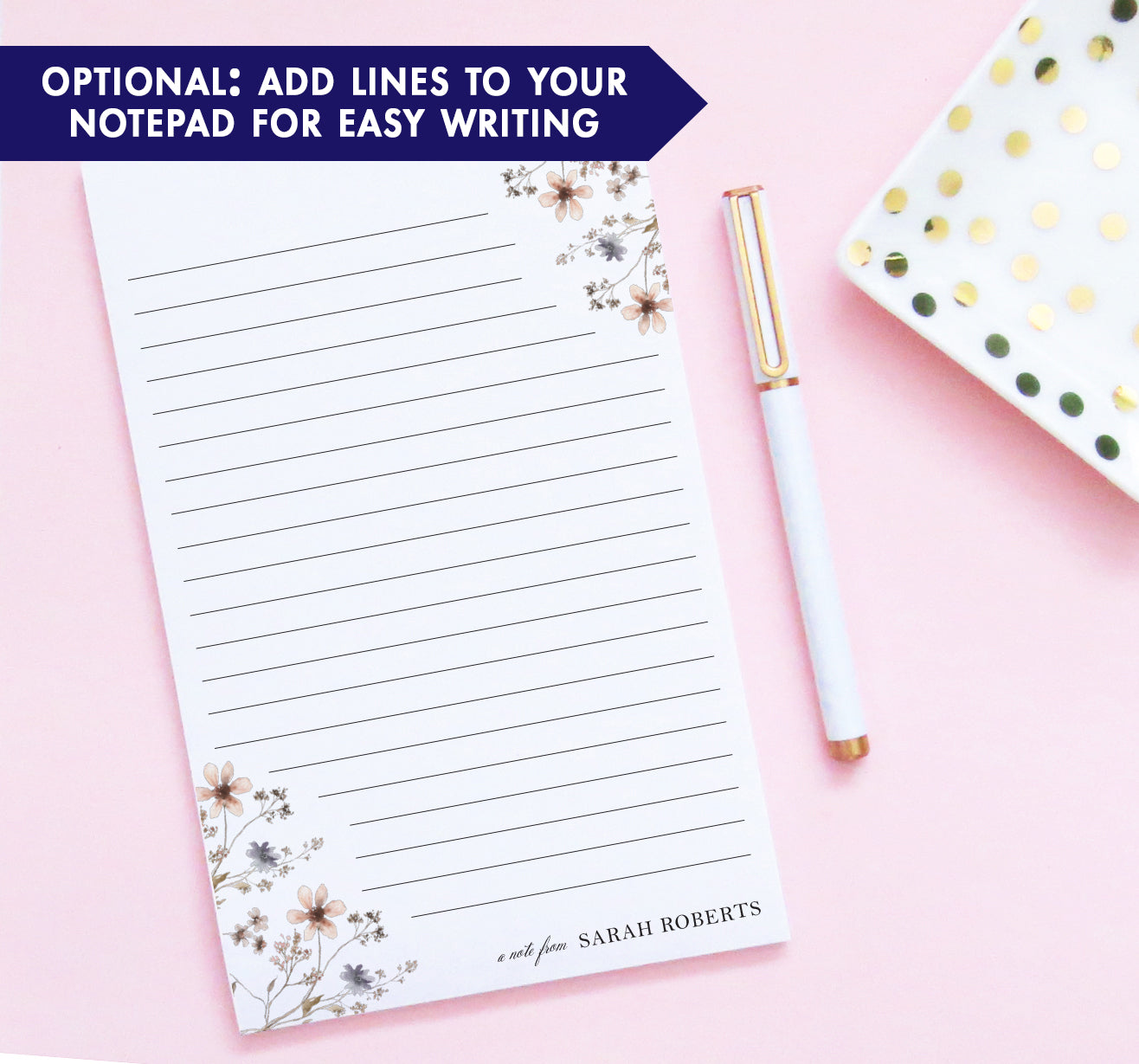 Modern Personalized Stationery Writing Paper Wildflowers
