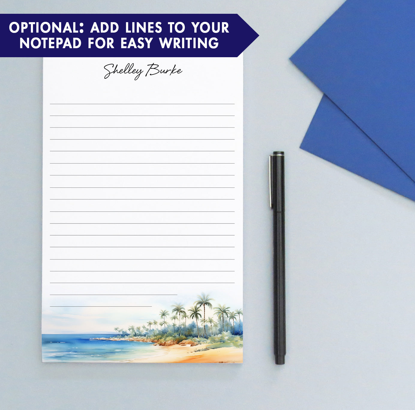 Vibrant Tropical Beach Personalized Notepad Sets