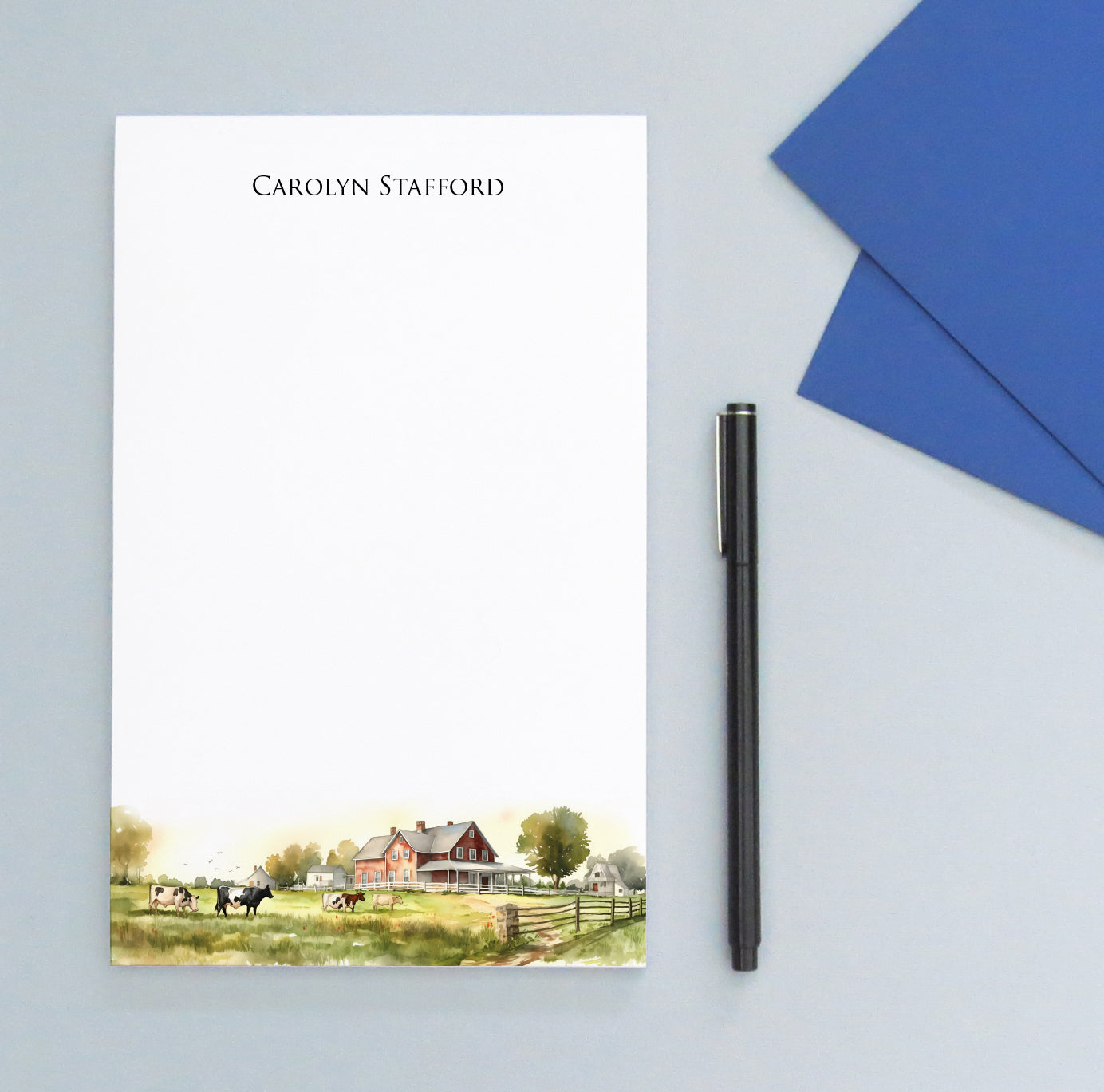 Rustic Farmhouse Personalized Paper Notepads With Name