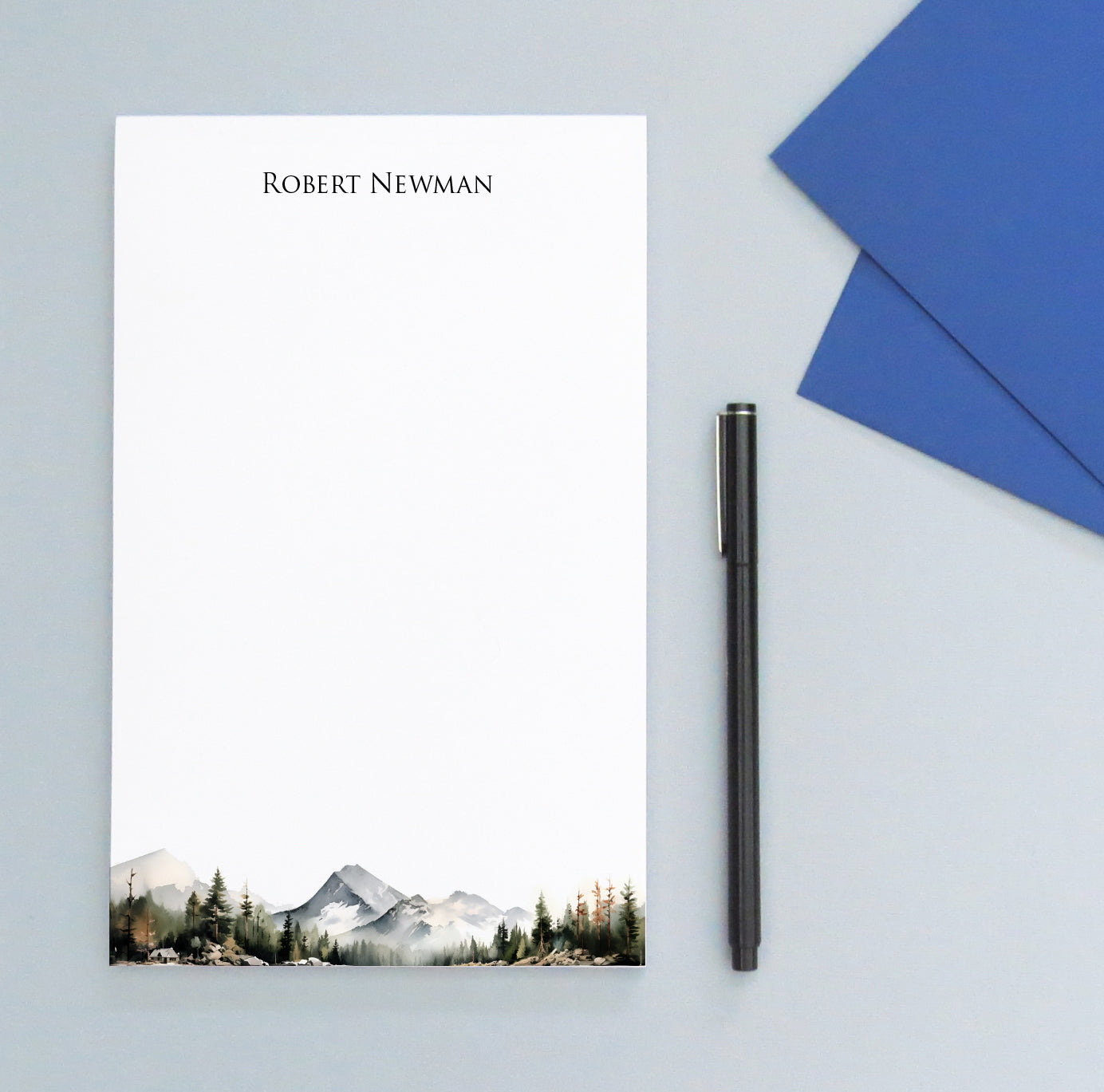 Mountainous Landscape Personalized Note Pads With Name
