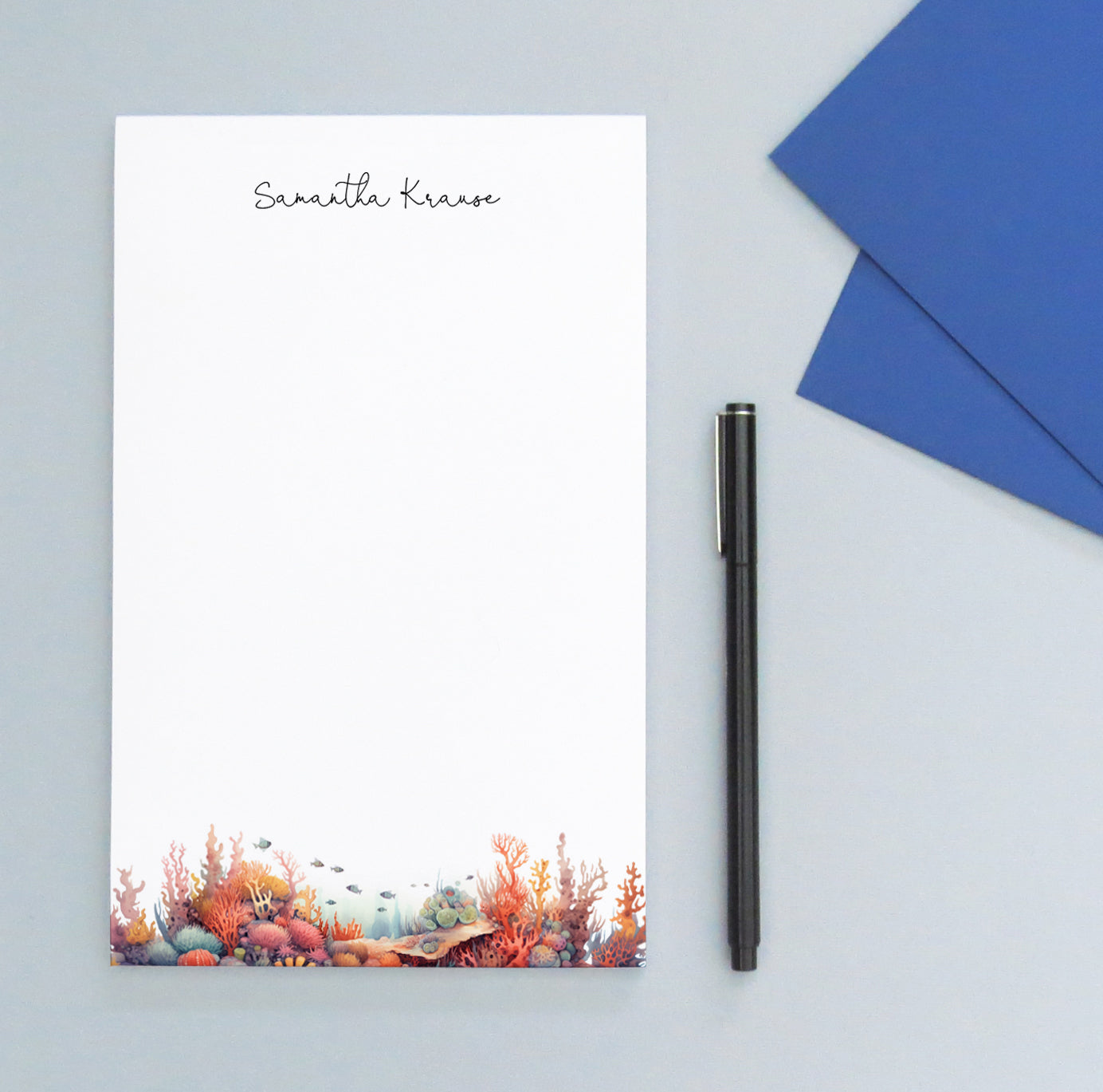 Colorful Watercolor Coral Reef Personalized Notepads For Women