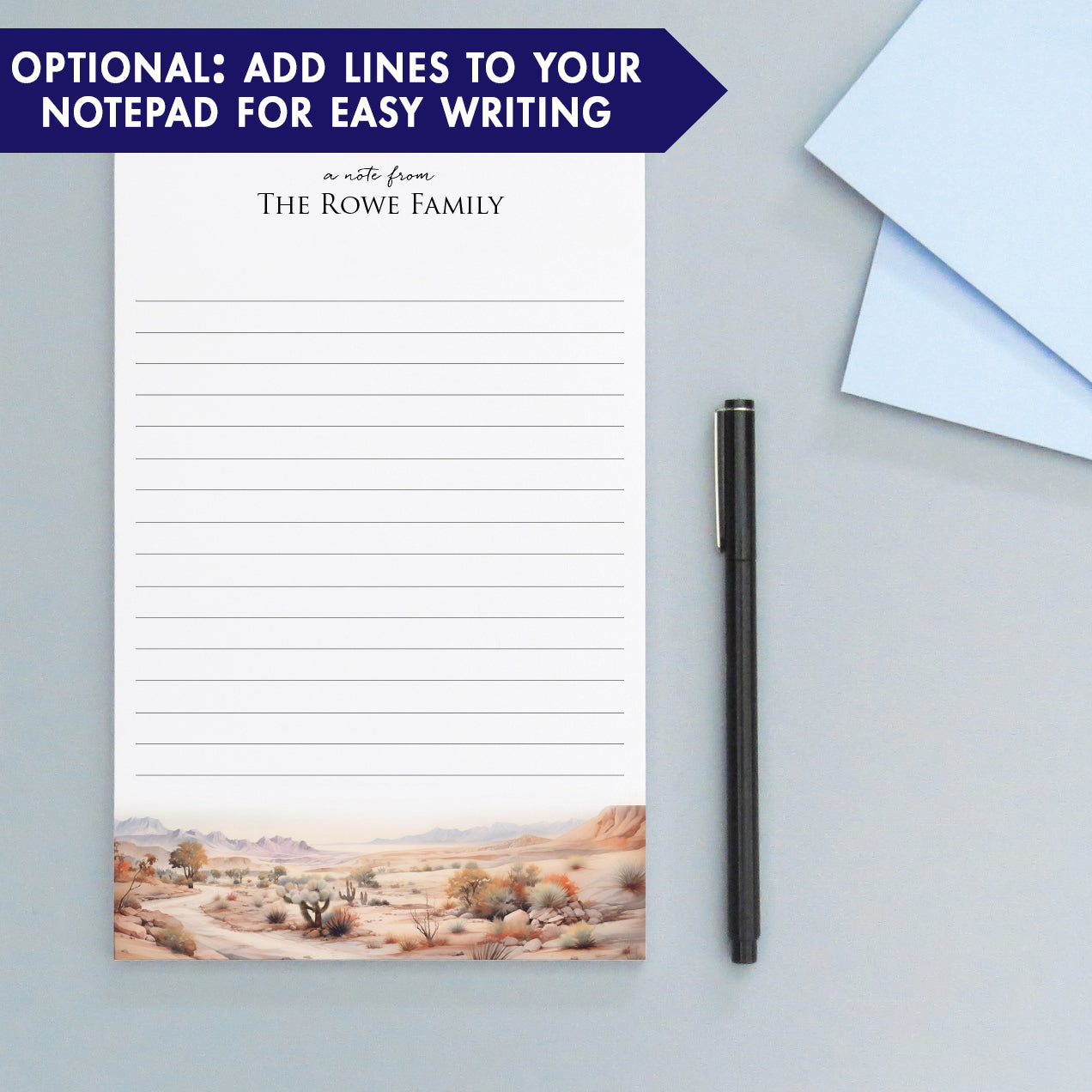 Watercolor Desert Landscape Personalized Notepads For Family