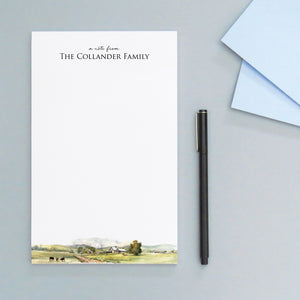 Farmhouse Landscape Personalized Family Notepads With Last Name
