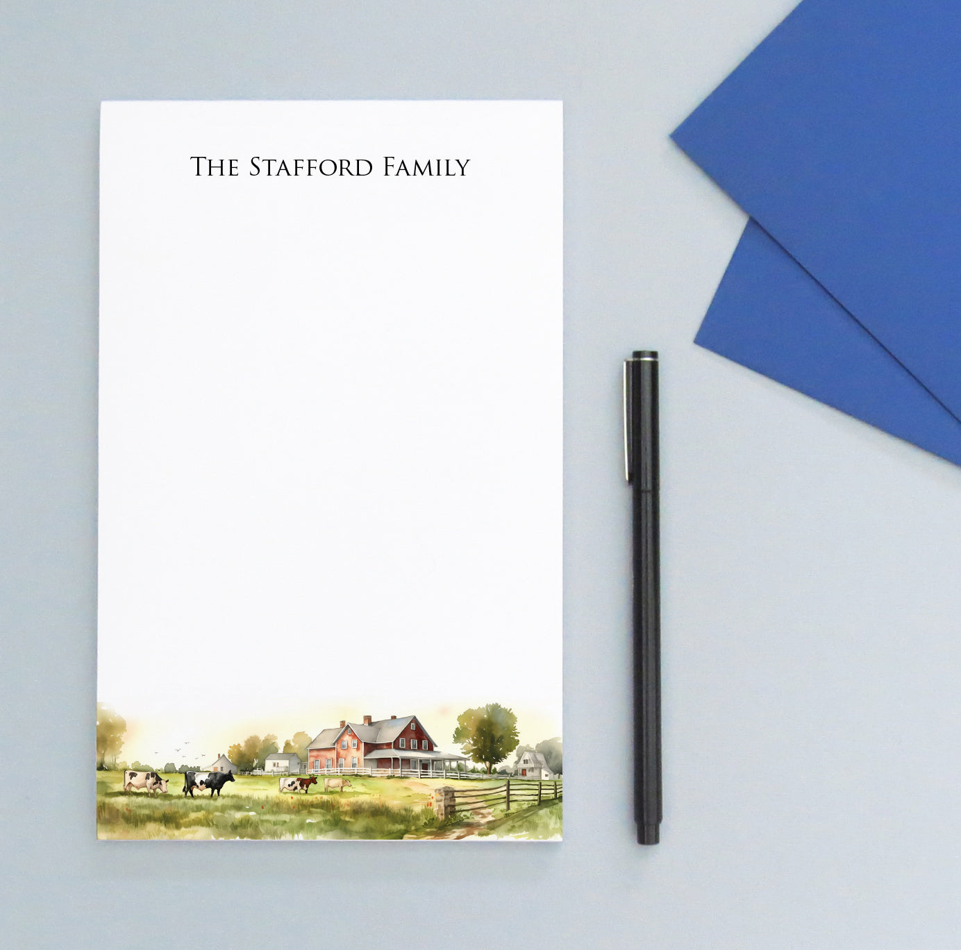 Rustic Farmhouse Family Notepad With Last Name Personalized