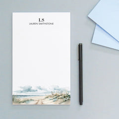 Soft Watercolor Beach Monogram Note Pads Personalized