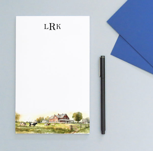 Rustic Farmhouse Personalized 3 Initial Notepad With Cows - Modern Pink ...