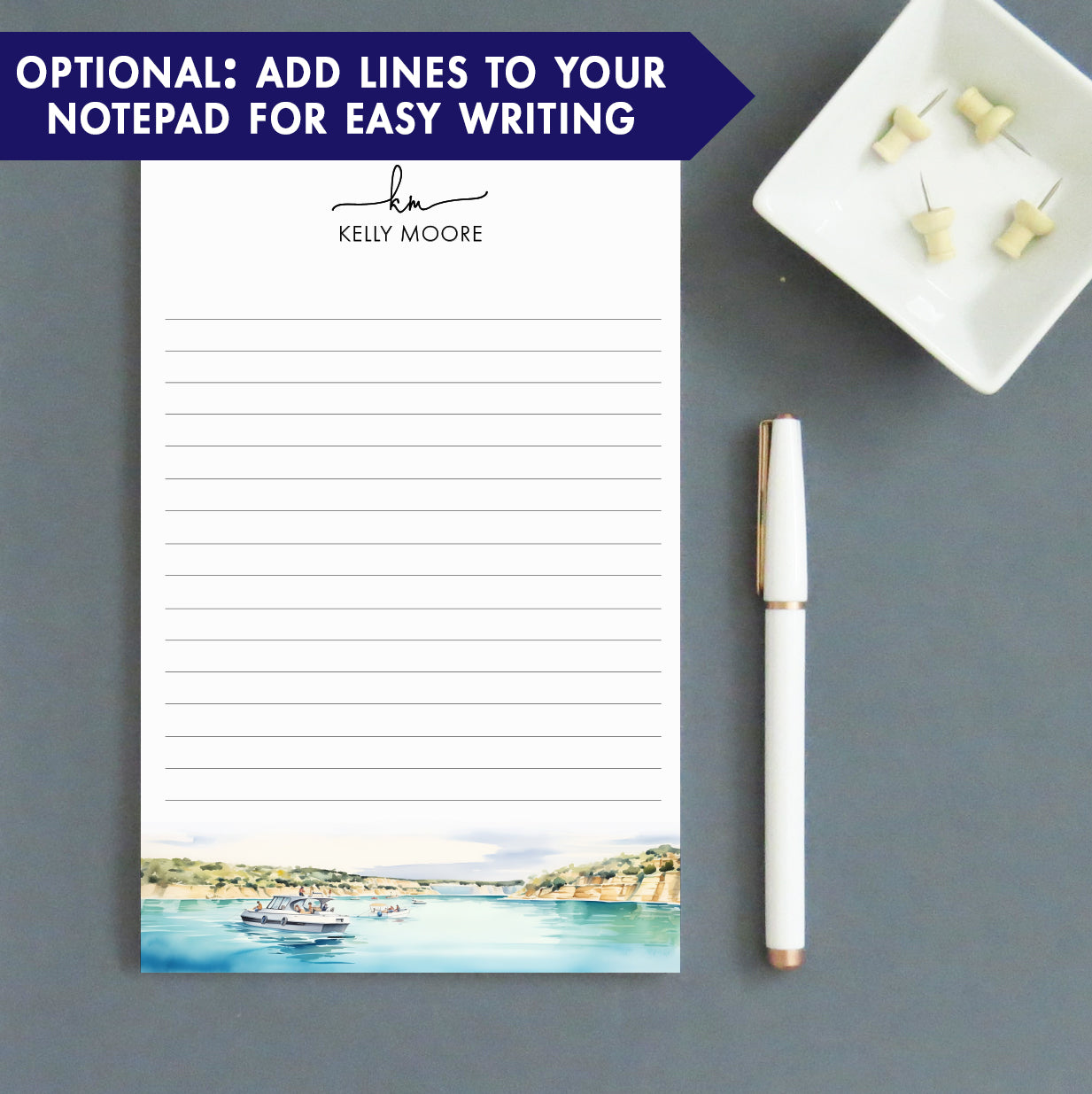 Summer Lake Landscape Monogrammed Personalized Notepad